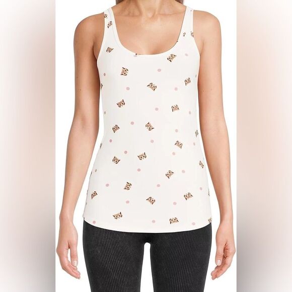No Boundaries Junior Tank Top SUPER Soft Stretch Ivory Cats Kitties Polka Dot XS - Picture 1 of 10